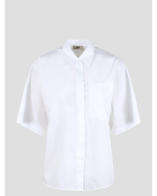 Herno White Cotton Short-Sleeved Shirt