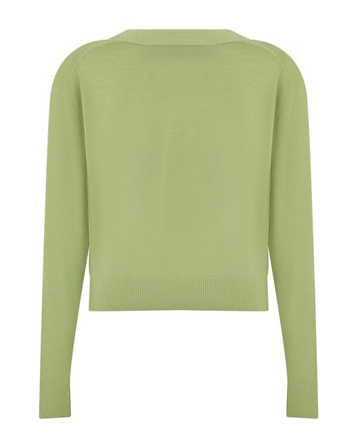 Weekend by Maxmara Green Cropped Cardigan Wool Cardigans