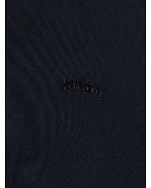 Juun.J Blue T-Shirt With Logo Embroidered On The Front And Print Back for men