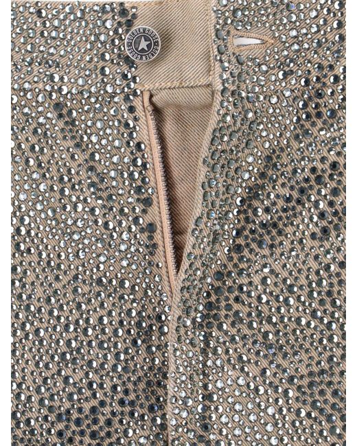 Golden Goose Deluxe Brand Gray Straight-Leg Jeans With Rhinestones