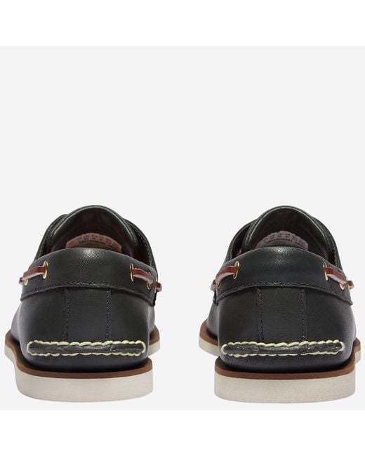 Timberland Black Boat Shoes Classic Leather for men