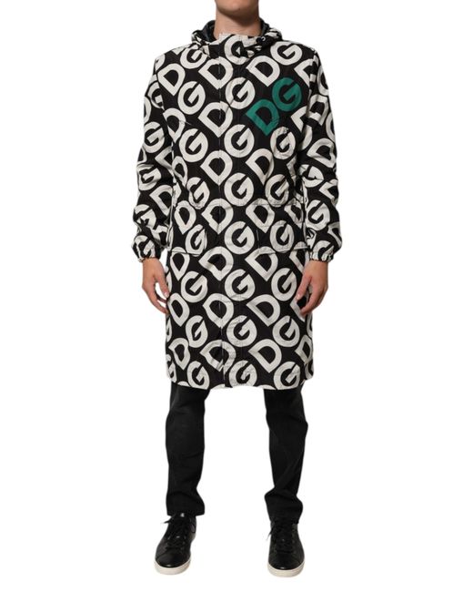 Dolce & Gabbana Black Logo Print Hooded Jacket for men