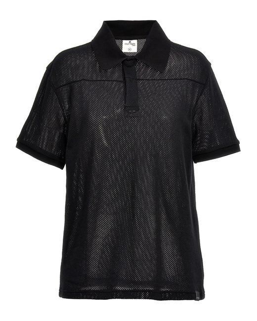 Courreges Black Mesh Fabric Polo Shirt for men