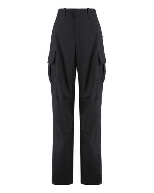 Bottega Veneta Black Wool Cargo Trousers Straight