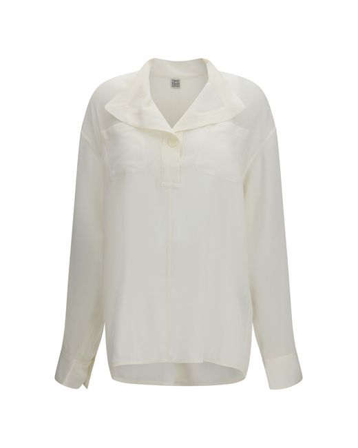 Totême White Shirt Layered Collar Viscose