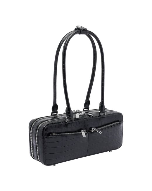 Self-Portrait Black Self Portrait Croc Shoulder Bag