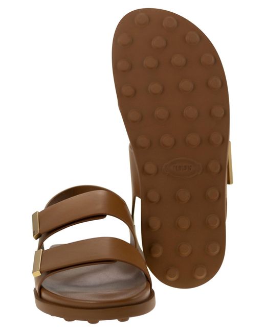 Tod's Brown Sandal With Two Leather Straps
