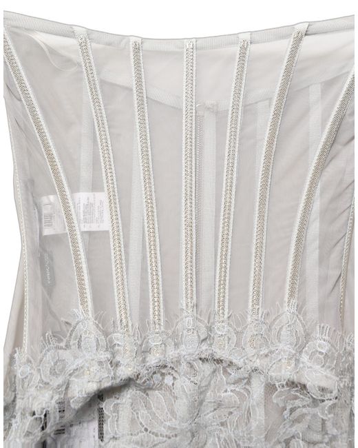 Dolce & Gabbana Gray Lace Corset Style Bodice Maxi Dress