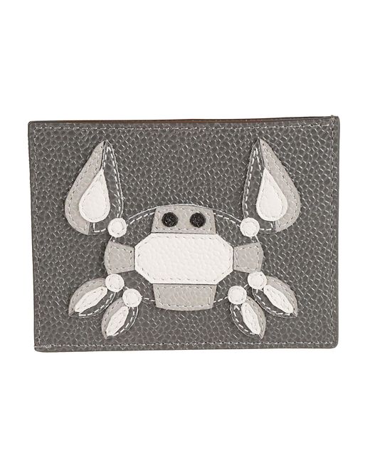 Thom Browne Gray Single Gem Crab Card Holder for men