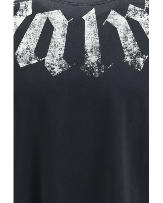 Palm Angels Blue Big Neck Logo T-Shirt Cotton T-Shirts for men