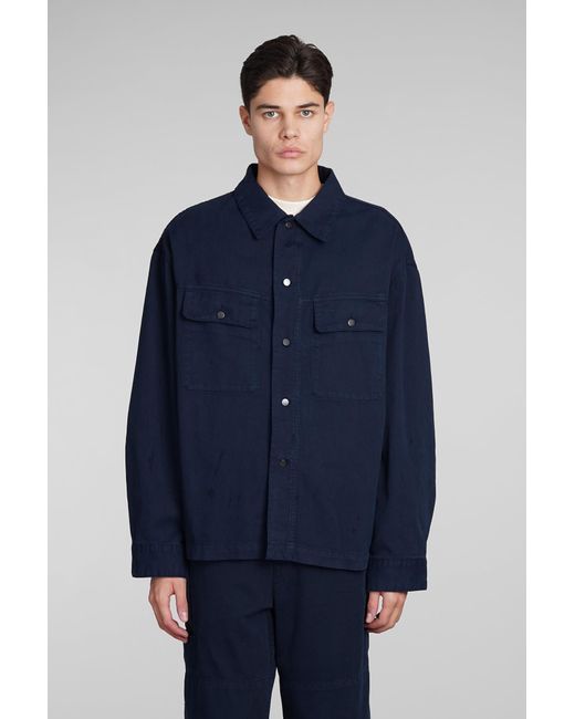 Lemaire Casual Jacket In Blue Cotton for men