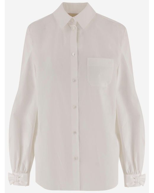 Valentino White Cotton Shirt With Bow Details