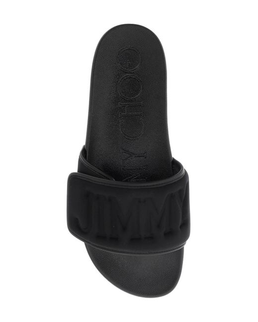 Jimmy Choo Port monogram-logo slides - Black