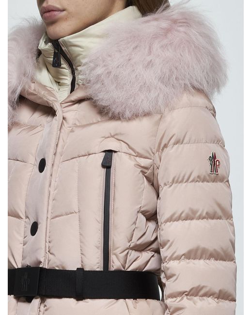 Moncler Natural Beverley Hooded Ski Down Jacket