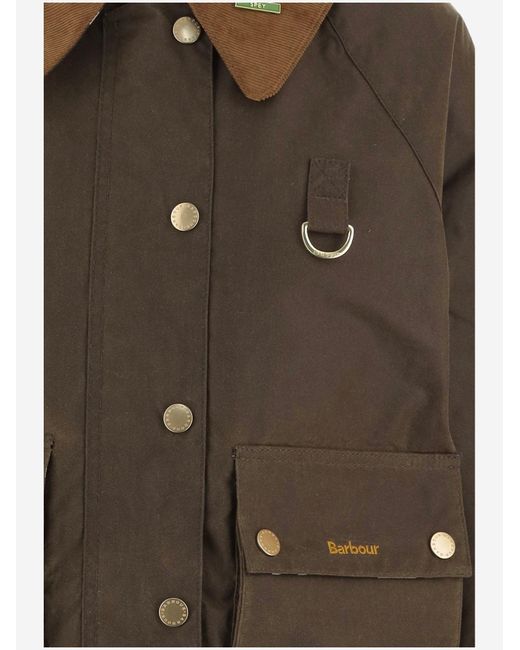 Barbour Brown Waxed Cotton Jacket With Contrast Collar