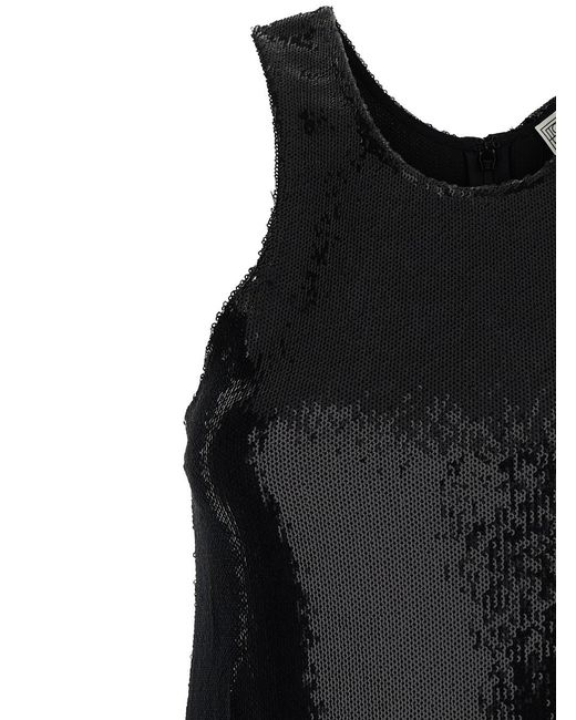 Totême Black Top With Round Neck, Sequin Polyester Tops