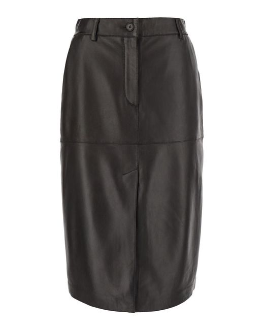 P.A.R.O.S.H. Gray Lamb Leather Skirt