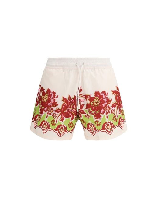 Etro White Swim Shorts With Floral Print Polyester Swimwear for men
