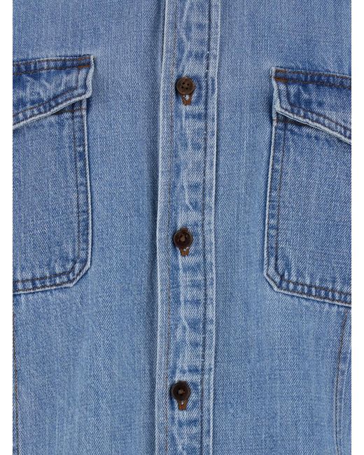 DUNST Blue Jacket With Patch Pockets On The Chest for men