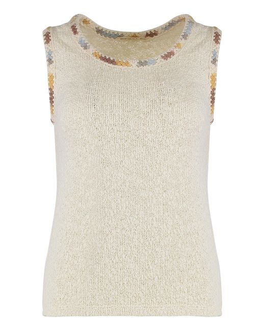 Kristina Ti Natural Cotton Knitted Sleeveless Top Vests & Tank Tops