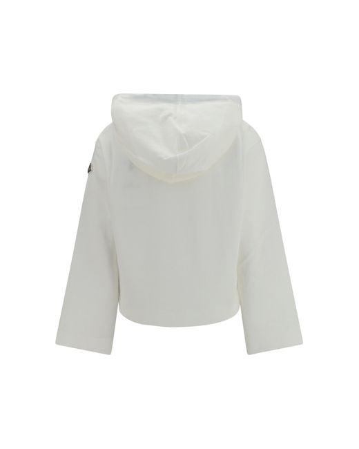 Moncler White Cotton Blend Hoodie Cotton; Polyamide Sweatshirts