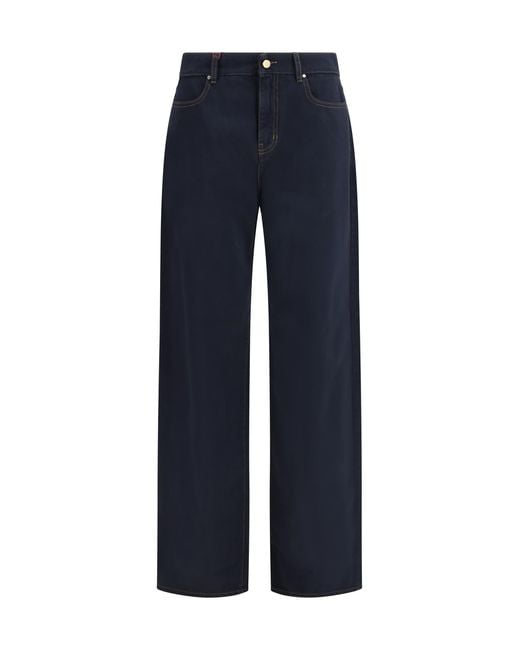 Max Mara Blue Baggy Pants Pure Cotton Satin