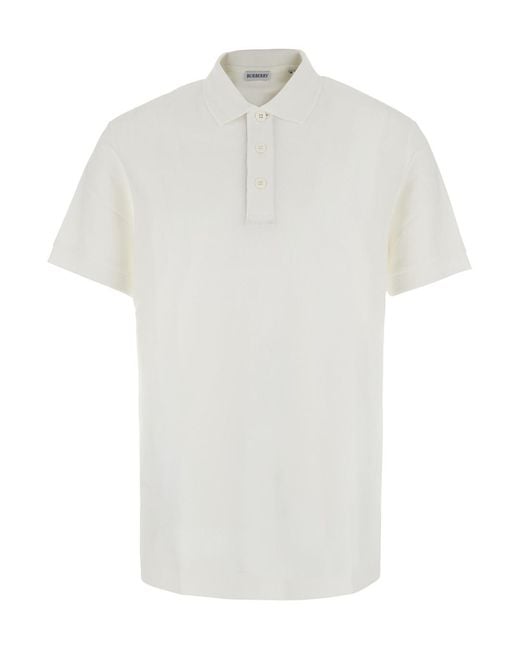 Burberry White Polo Shirt Eddie Cotton T-Shirts for men