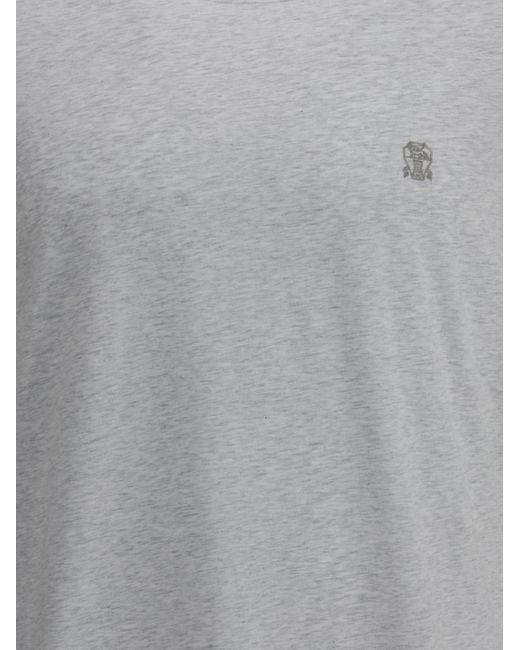 Brunello Cucinelli Gray Logoed T-Shirt for men