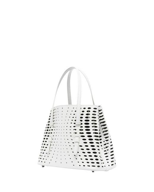 Alaïa White Mina 25 Bag With Optical Perforations | Lyst