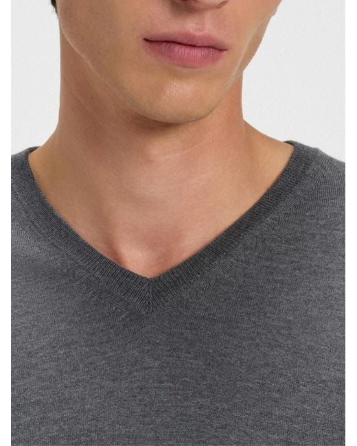Boss Blue Melba V-Neck Virgin Wool Sweater Clothing Knitwear for men