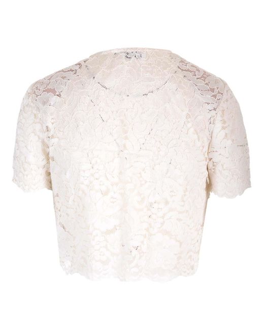 Self-Portrait White Lace Cropped Top