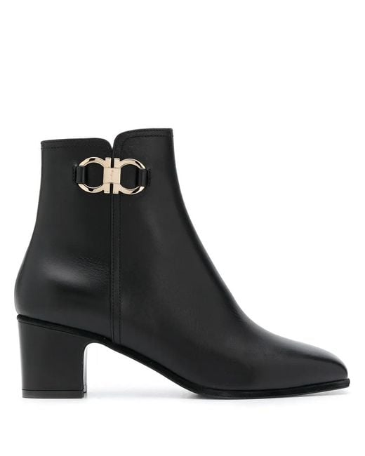Ferragamo Black Salvatore Gancini Leather Bootie