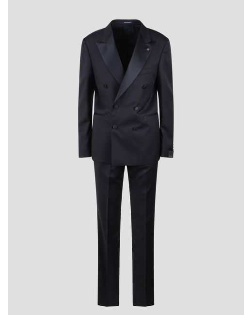 Tagliatore Black Double Breasted Tailored Suit for men