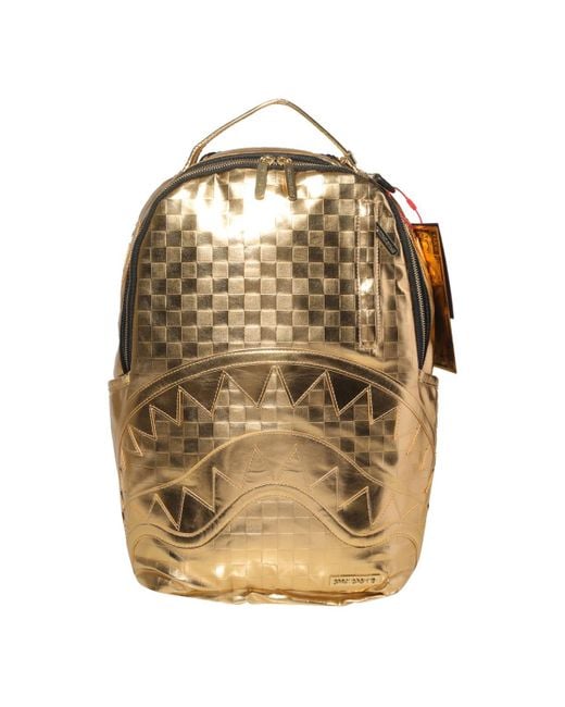 Sprayground Metallic Gold Sharks In Paris Backpack for men