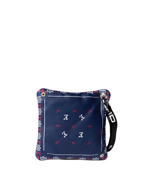 Etro Blue Paisley Print Logo Mini Pouch Handbag (15X15X2 Cm) for men