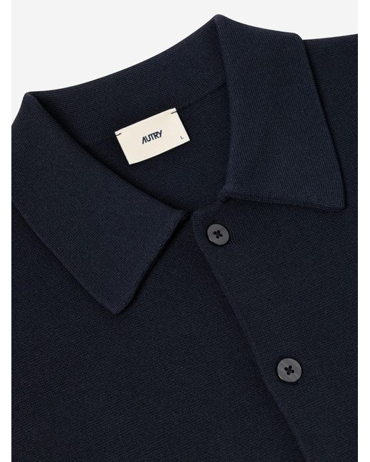 Autry Blue Viscose Blend Jacket With Logo Sweatshirts for men