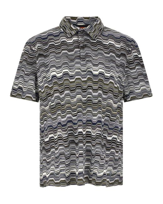 Missoni Gray Irregular Zigzag Shirt Polo for men