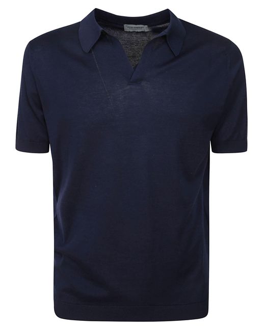 John Smedley Blue Noah Skipper Collar Shirt Ss for men