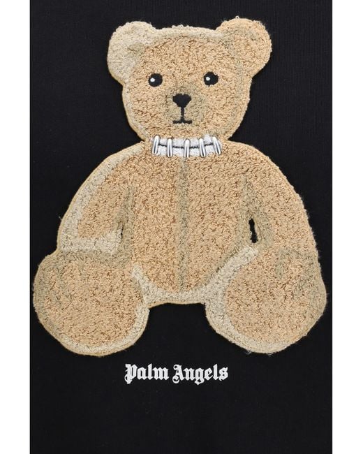 Palm Angels Black Bear Sweatshirt Cotton; Elastane Sweatshirts for men