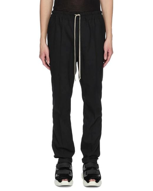 Rick Owens Black Pantalon Drawstring Slim Long Noir Trousers for men