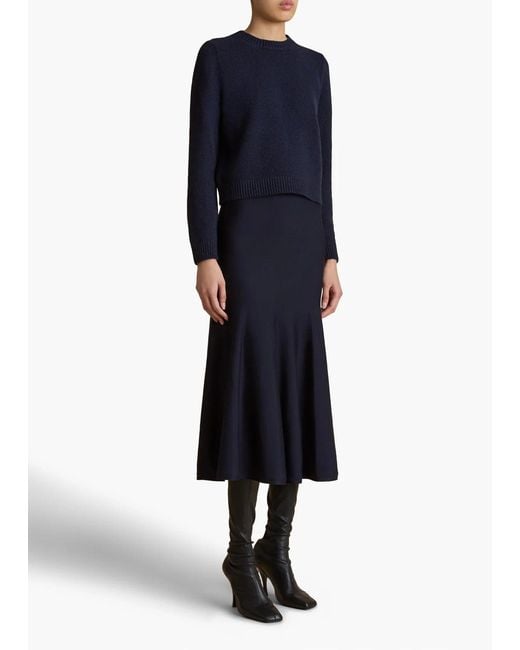 Khaite Blue Pull Leta En Maille Cachemire Bleu Sweater