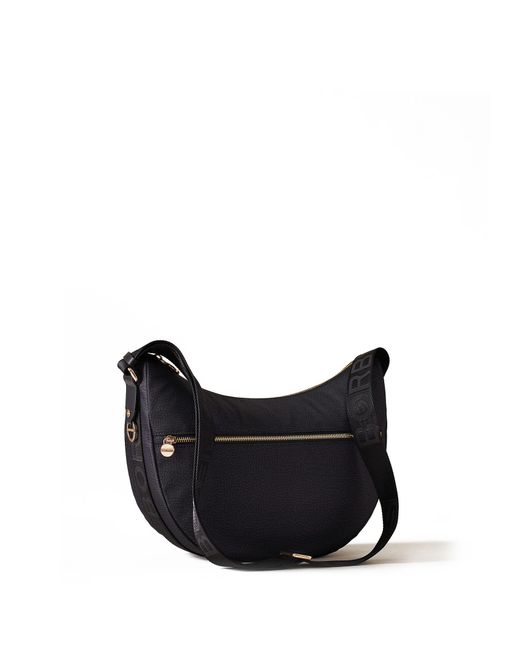 Borbonese Black Luna Hobo Middle Shoulder Bag