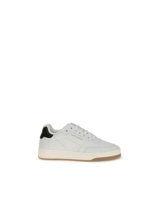 Saint Laurent White Calf Leather Bos Taurus Low Top Sneakers