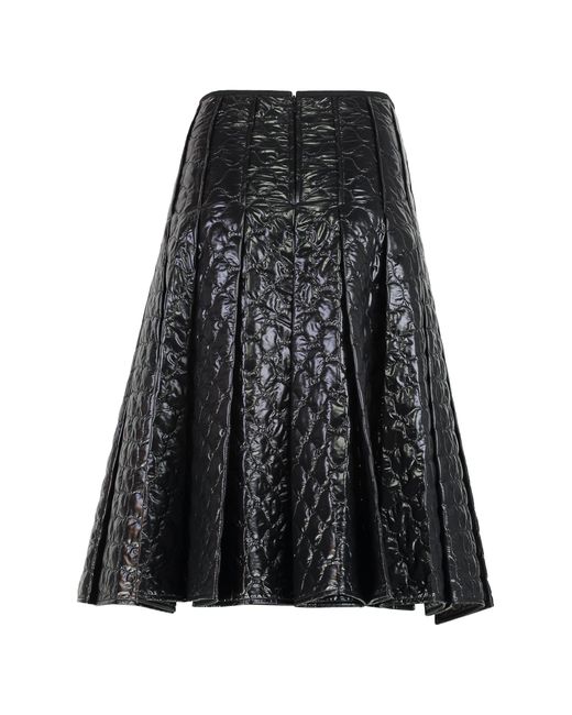 Moncler Black Padded Midi Skirt, Quilted Check Polyamide