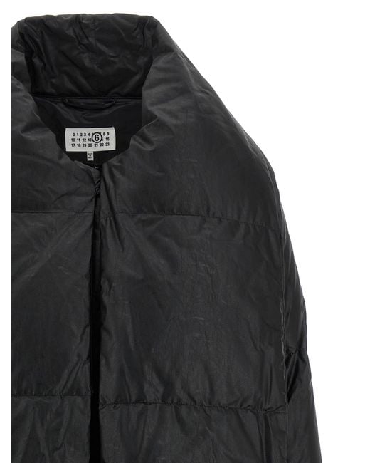 MM6 by Maison Margiela Black Scarf Down Jacket Viscose Jacket, Parka, Casual