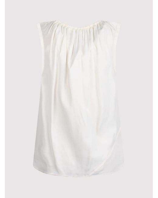 Helmut Lang White Sleeveless T-Shirt With Drawstring