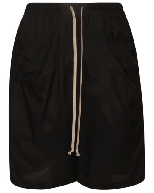Rick Owens Black Sweatshort With Folded Pockets