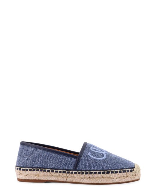 Chloé Blue Denim Espadrillas With Embroidered Logo