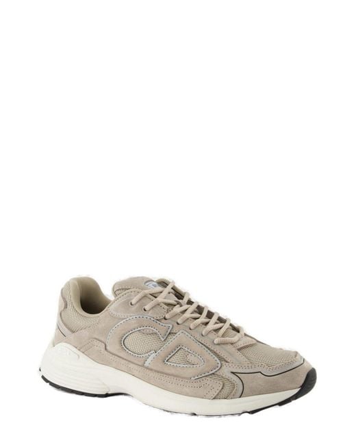 Dior Gray B30 Logo Patch Lace-Up Sneakers for men