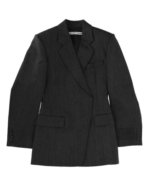 Alexander Wang Black Mini Blazer Dress Wool Sheep